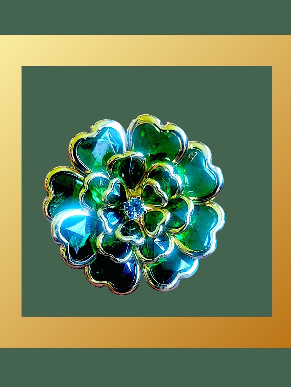 Green Floral Button Cover